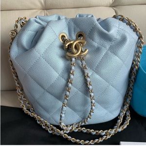 CHANEL Light Blue Quilted Shoulder Bag